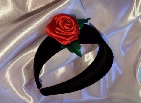 diadema catifea cu flori satin