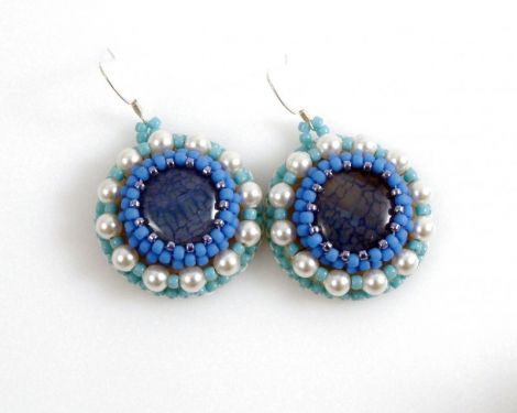Agate Pastelate Bleu- cercei