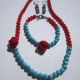 Set- coral rosu si turqoise bleu