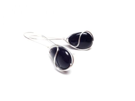Cercei sarma argintata si black onyx