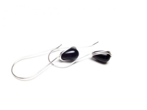 Cercei sarma argintata si black onyx mic