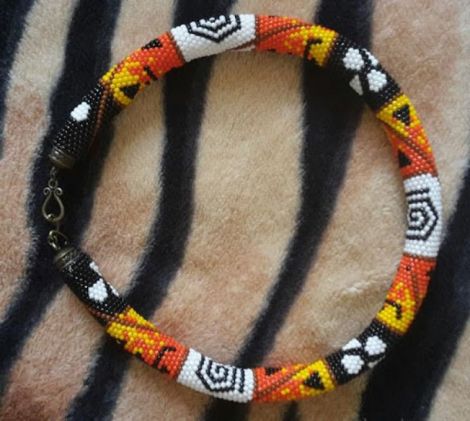 colier AFRICA STYLEcrosetat din margelute toho