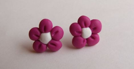 Cercei floricele magenta