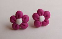 Cercei floricele magenta
