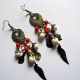 cercei coral alb si howlite rosu 