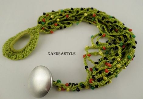 Bratara Verde crosetata cu margele