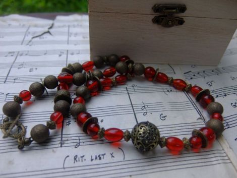 Romantic Red - Colier Dama cu Aspect Retro Vintage