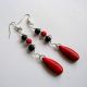 cercei howlite rosu si negru 