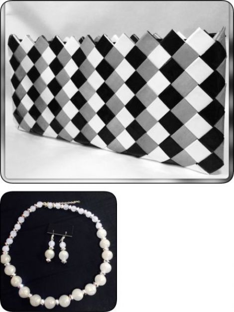 Set Geanta Eco+colier+cercei Handmade - Unicat