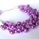 Colier cu margele mov violet crosetat bumbac