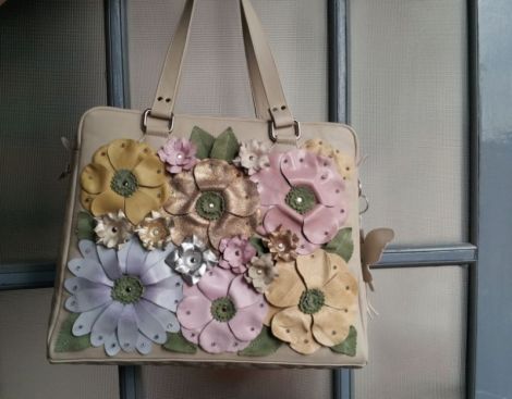 Poseta din piele -Diva in bloom-Unicat!