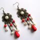 cercei howlite rosu si perle 