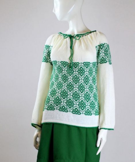 ie tricotata cu model verde smarald 02