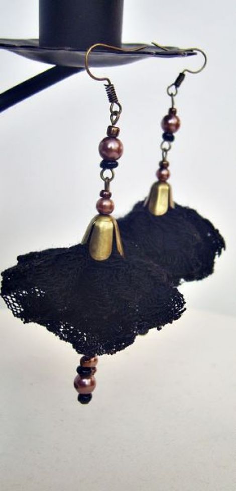 black lace and bronze pearls