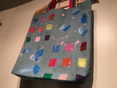 Sacosa Tote Bag din denimblugi pictata manual