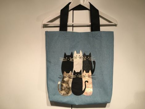 Sacosa Tote Bag din denimblugi pictata manual
