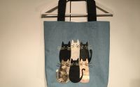 Sacosa Tote Bag din denimblugi pictata manual