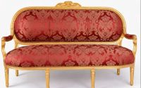 Sofa Madame Pompadour din lemn masiv auriu