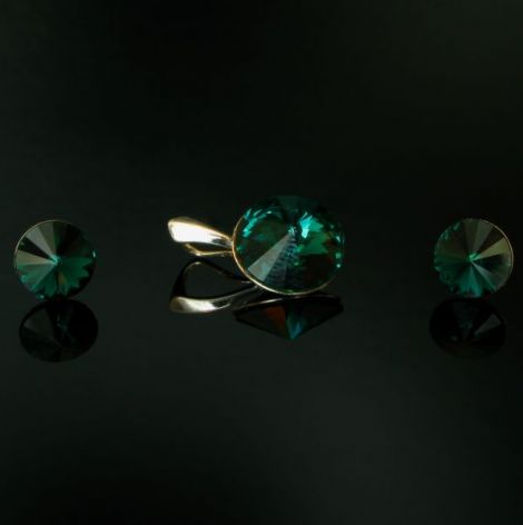 Set Cercei si Pandantiv Swarovski Rivoli Emerald