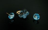 Set Swarovski Cercei Si Pandantiv Floare Aquamarin