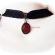 chocker cu medalion oval druzy rosu