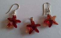 Pandantiv si cercei argint cristale swarovski red 