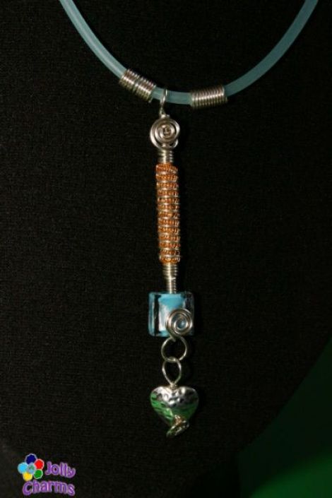 colier din sarma si margea lampwork - azur