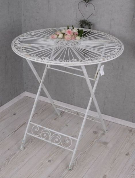 MASA ROTUNDA DIN FIER FORJAT ANTIK WHITE