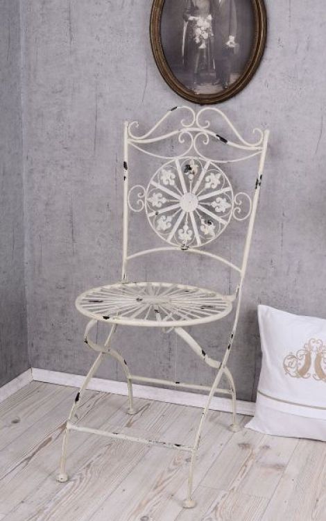 SCAUN SHABBY CHIC DIN FIER FORJAT ANTIK WHITE 