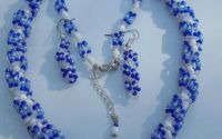 Set etno blu colier bratara cercei