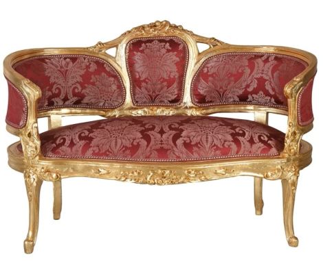 Sofa Maria Antoineta din lemn masiv auriu