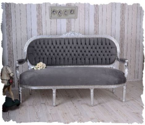 SOFA MADAME POMPADOUR DIN LEMN MASIV ARGINTIU 