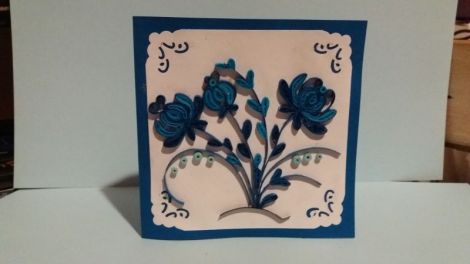 Felicitare Quilling Blue Flowers
