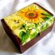 Cutie din lemn -floarea soarelui-