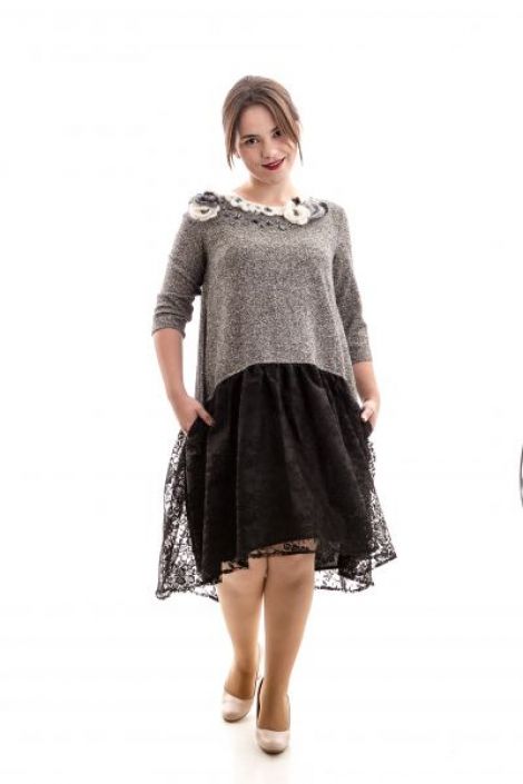 Rochie office din stofa "sare si piper"