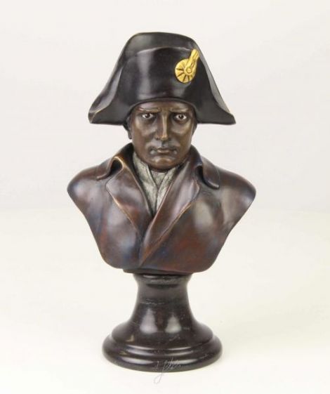 BUST NAPOLEON-STATUETA DIN BRONZ PE SOCLU DIN MAR