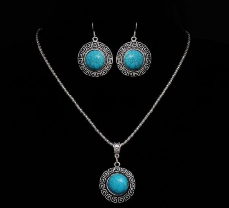 Set turcoaz placat argint