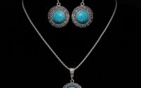 Set turcoaz placat argint