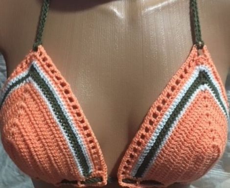 Sutien crosetat portocaliu-verde
