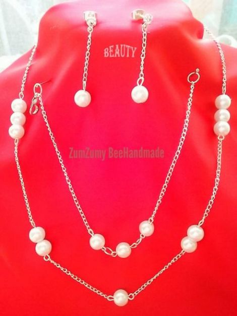 Set accesorii perle albe