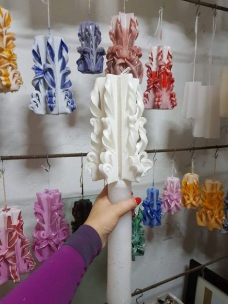 Lumanare sculptata de nunta sau de botez