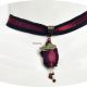 chocker cu boboc de matase burgund 