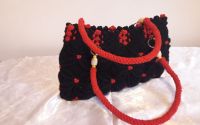 Geanta macrame rosunegru