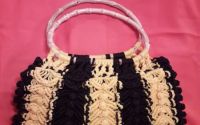 Geanta macrame galbennegru