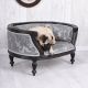 CANAPEA PENTRU CAINE DIN LEMN MASIV NEGRU CU TAPIT