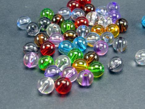 100buc Margele acril colorate transparente 8mm