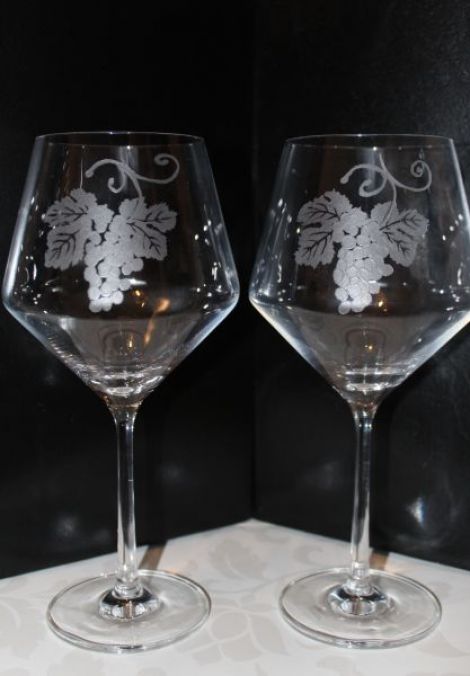 Pahare de vin din cristal gravate manual-set 2 buc