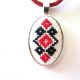 Set oval cusut cu motive romanesti