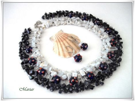 Set agate si goldstone albastru