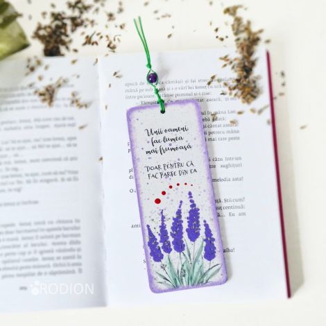 Semn de carte handmade pictat personalizat lavanda